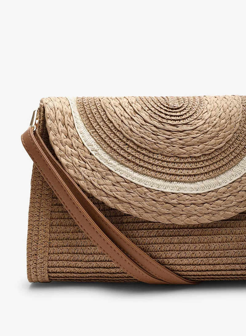 Where's That From  Alto Raffia Fold Over Clutch Bag for Women | Best Price UAE