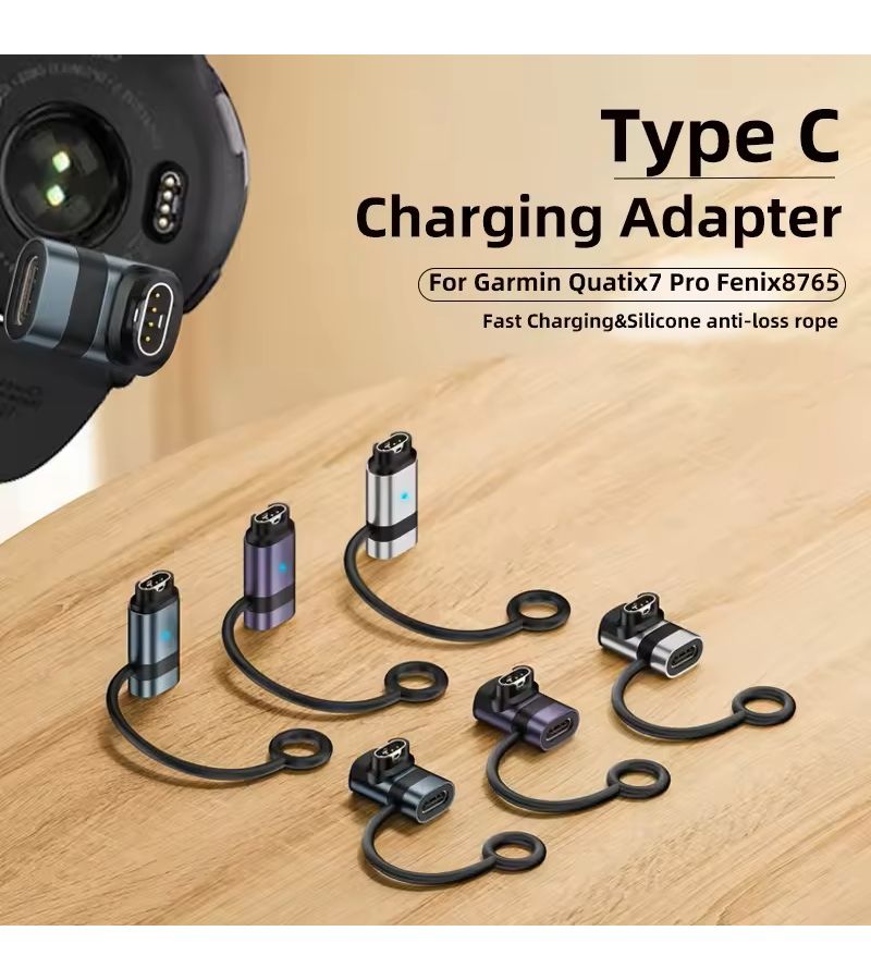 محول شحن محمول من نوع USB C مستقيم باللون الأرجواني للساعة الذكية - Image 1