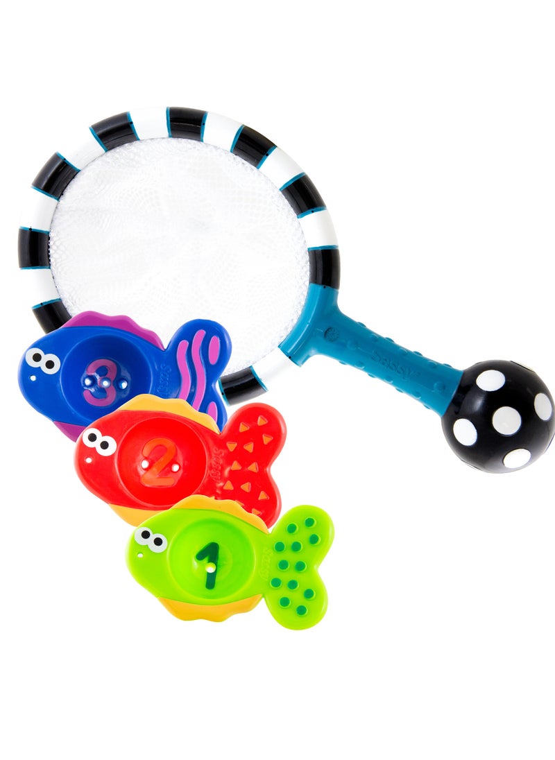 Sassy - Sassy Catch ‘n Count Net Bath Toy – STEM Learning, Floating Fish, Counting & Dexterity Development, Baby Water Play, 6+ Months, Educational & Fun Bath Time Toy - Image 1