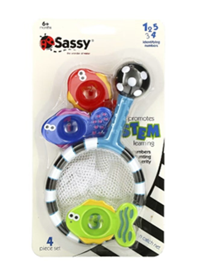 Sassy - Sassy Catch ‘n Count Net Bath Toy – STEM Learning, Floating Fish, Counting & Dexterity Development, Baby Water Play, 6+ Months, Educational & Fun Bath Time Toy - Image 1