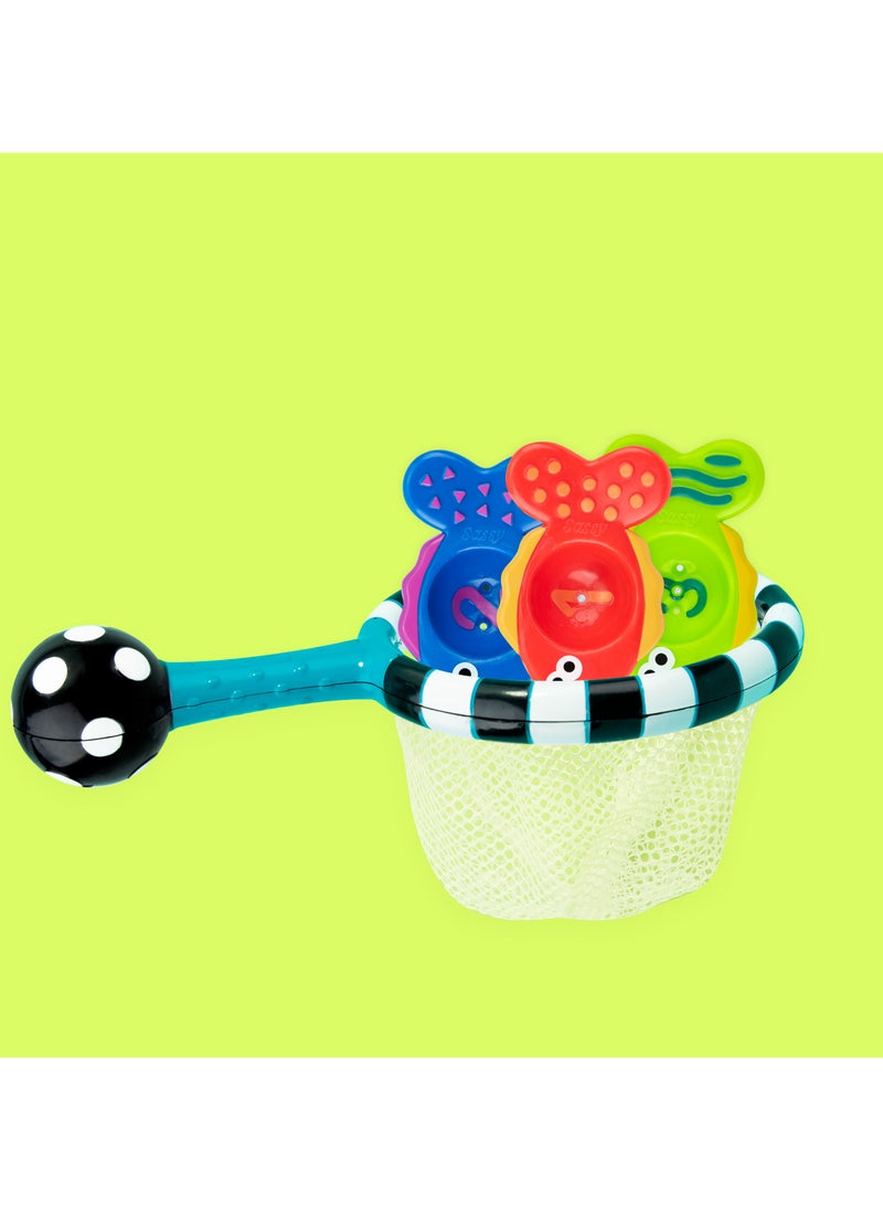 Sassy - Sassy Catch ‘n Count Net Bath Toy – STEM Learning, Floating Fish, Counting & Dexterity Development, Baby Water Play, 6+ Months, Educational & Fun Bath Time Toy - Image 1