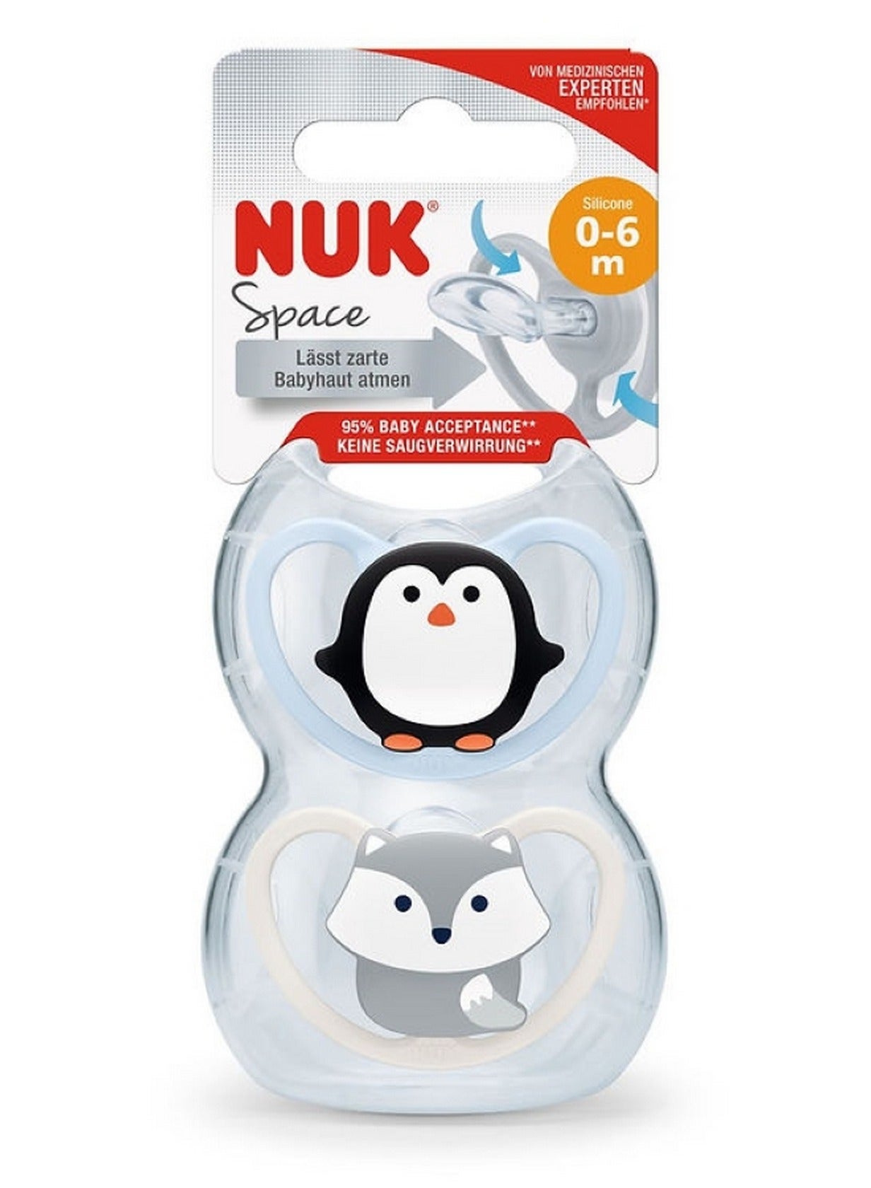 NUK Space Silicone Soother 0-6M 2 Pack