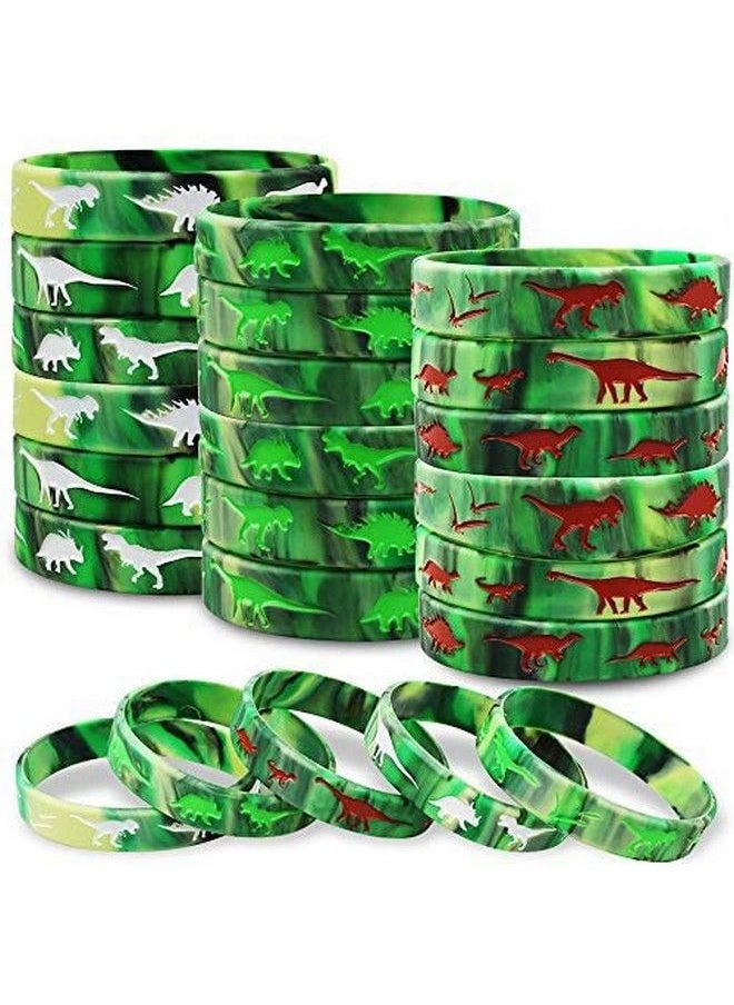 Heqishun Dinosaurs Silicone Wristbands 30 Pack Dinosaurs World Jurassic Party Supplies For Dinosaurs Theme Party Birthday Party Favors Gifts Bags Stuffers 3 Colors  - Image 1