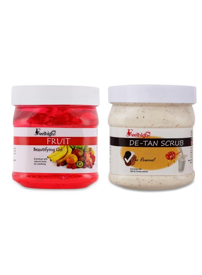 Feelhigh Face and Body Fruit Gel 500gm And Scrub 500gm - Skin care and Facial Products -Man woman (Fruit Gel And De tan Scrub) - Image 1