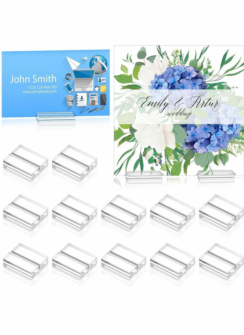 Generic Acrylic Stand, Card Holder Desk Number, Holds 1.2 Inch Card Holder Clear Card Display Holder for Dining Table Shop Office Wedding Photo Painting Business Card Holder (12 Pieces)  - Image 1