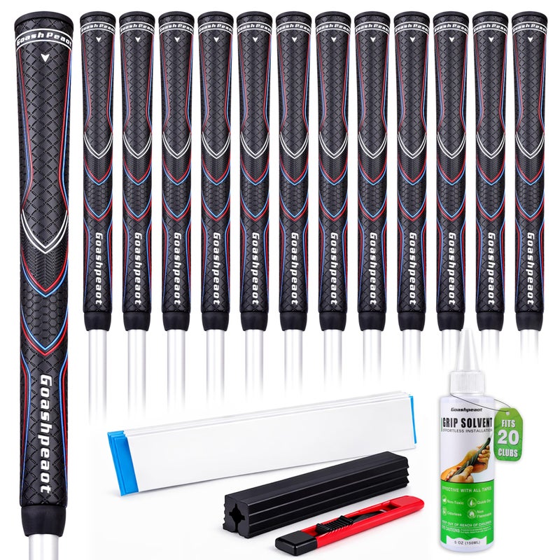 Goashpeaot Polyurethane Golf Grips Pack of 13 with Regripping Kitï¼ŒAdvanced Texture Control Non-slip for All-Weather Conditions Golf Club Grips,Comfortable Tackiness Feel Golf Grips for Men - Image 1