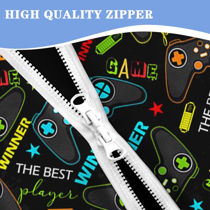 Nesker Zipper Bedding Twin Colorful Gamepad Zip Up Bedding Set for Boys and Kids, Gaming Players 3 Pcs Comforter Bed in a Bag with Fitted Sheet and 2 Pcs Pillowcases - Image 3