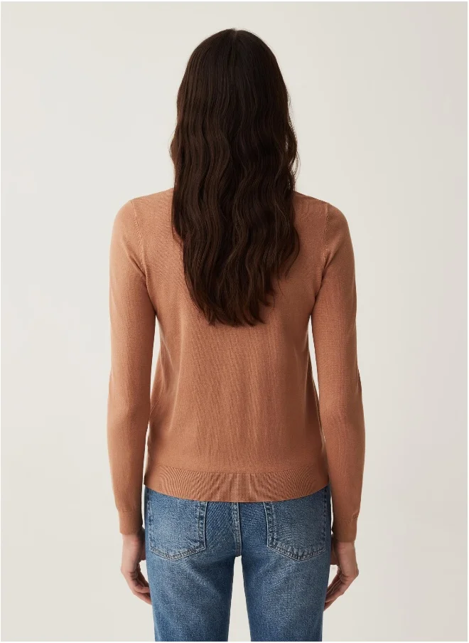 Ovs Solid colour cardigan with round neck