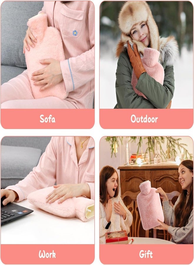 KMOTID Hot Water Bottle Body Warmer with Cover 2000ml | Durable Hot Bags for Pain Relief,Period Cramps-Leakproof Safe Portable Injection Water Bag for Waist Hand Winter Warmer (2 Liters,PINK) - Image 5