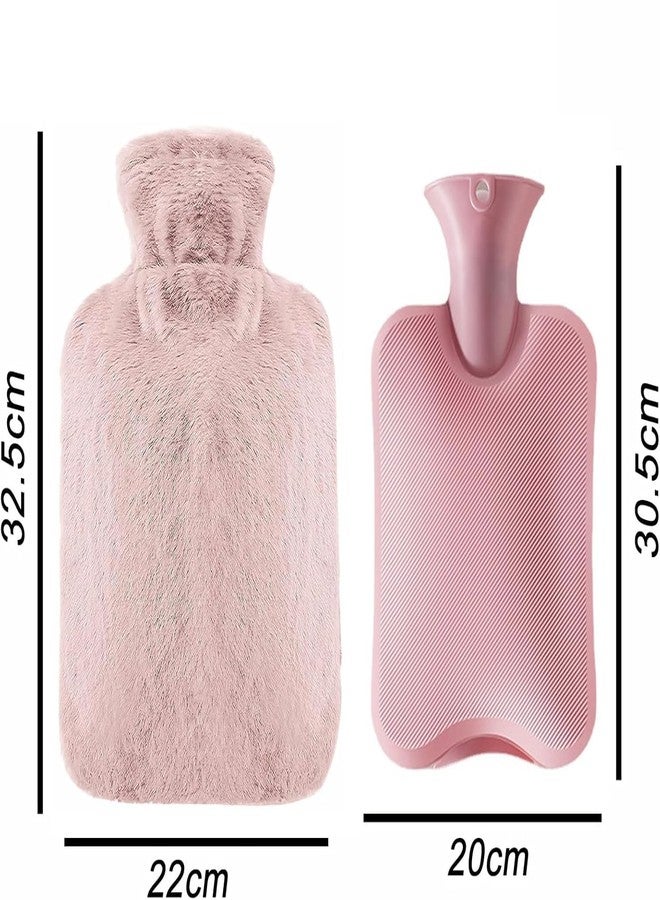 KMOTID Hot Water Bottle Body Warmer with Cover 2000ml | Durable Hot Bags for Pain Relief,Period Cramps-Leakproof Safe Portable Injection Water Bag for Waist Hand Winter Warmer (2 Liters,PINK) - Image 2