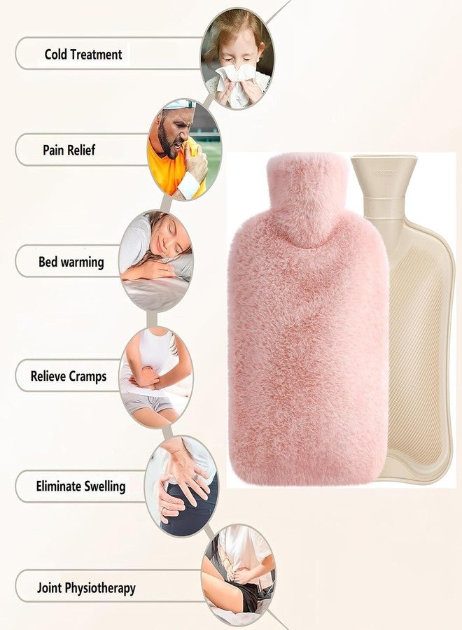 KMOTID Hot Water Bottle Body Warmer with Cover 2000ml | Durable Hot Bags for Pain Relief,Period Cramps-Leakproof Safe Portable Injection Water Bag for Waist Hand Winter Warmer (2 Liters,PINK) - Image 4