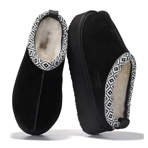 Project Cloud 100% Genuine Leather Platform Slippers for Women – Soft Memory Foam Womens Slippers & Supportive Clogs for Women 2026 – Cozy, Stylish Everyday Footwear (Sayre, BLK, 11) - Image 1