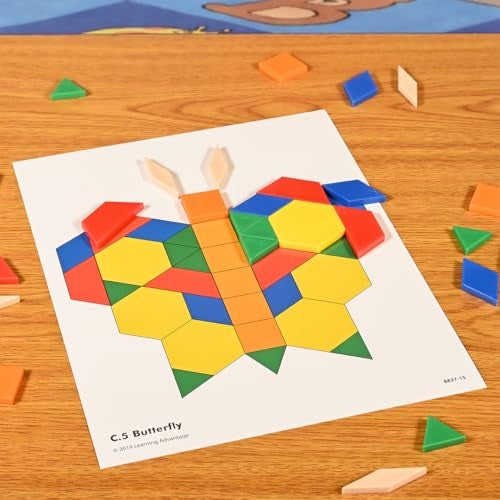 Learning Advantage Pattern Block Activity Cards - In-Home Learning Activity for Early Math & Geometry - Set of 20 - Teach Creativity, Sequencing and Patterning - Image 2