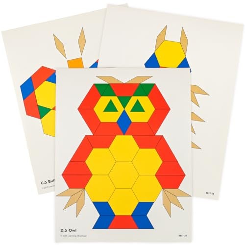 Learning Advantage Pattern Block Activity Cards - In-Home Learning Activity for Early Math & Geometry - Set of 20 - Teach Creativity, Sequencing and Patterning - Image 1