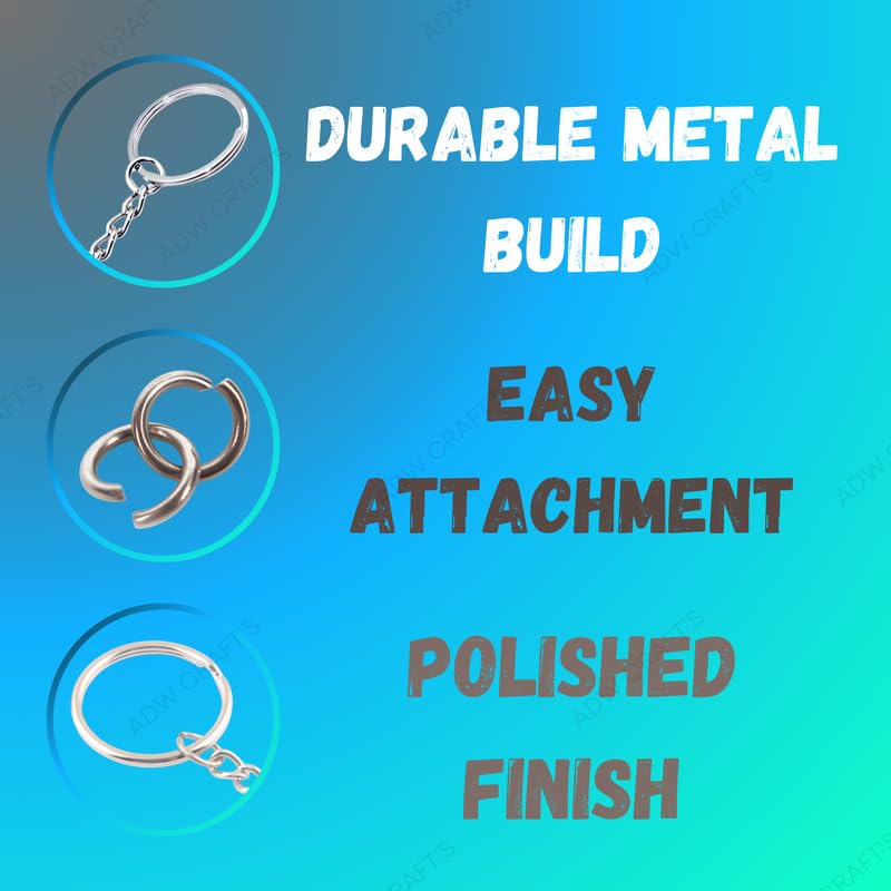 ADW CRAFT'S 25mm Silver Split Key Ring PACK OF 50 Durable Metal Keychain Rings with Open Jump Ring for DIY Crafts Jewelry Making and Organizing Keys  - Image 4