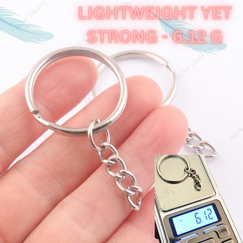 ADW CRAFT'S 25mm Silver Split Key Ring PACK OF 50 Durable Metal Keychain Rings with Open Jump Ring for DIY Crafts Jewelry Making and Organizing Keys  - Image 5