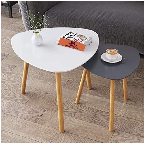 MTANK Engineered Wood Coffee Table Modern Home Decor Coffee Table for Living Room Bedroom and Nesting Coffee Tables for Living Room Farmhouse Triangle Home and Office WhiteGrey