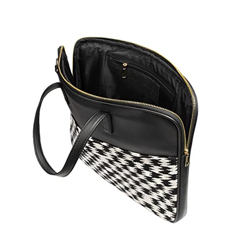 The Messy Corner Designer Laptop Bags for Women | Faux Vegan Leather | Proffesional Office, Business Trip Bag with Strap for Laptop And MacBook | HOUNDSTOOTH, Black - Image 5