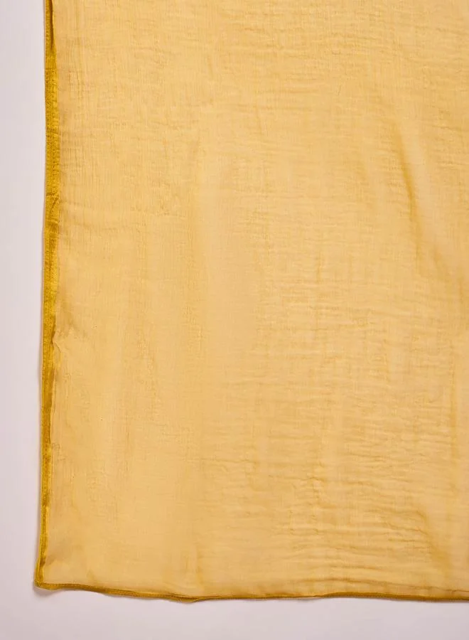 SASSAFRAS SASSAFRAS Yellow Floral Front Dori Gathered Kurta with Pencil Pants and Dupatta Set