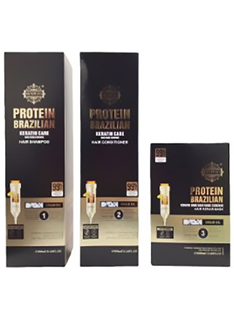 Keratine queen Heniways Protein Brazilian Keratin Hair Care Set 1x3 - Image 2