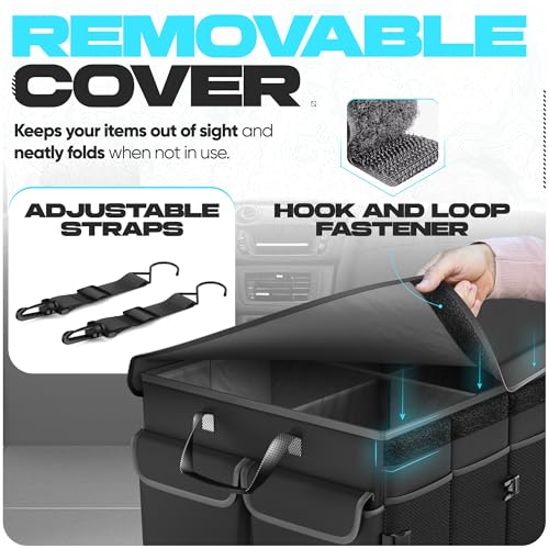 FORTEM Car Trunk Organizer with Cooler, Collapsible Multi Compartment SUV Organizer, Foldable Storage for Car Accessories for Women Men, 600D Oxford, Non Slip Bottom, Securing Straps Soft Cover (105L) - Image 5