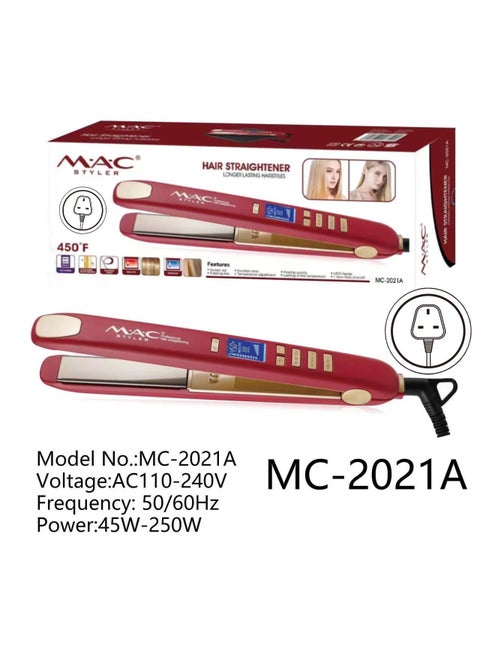 MAC STYLER  Professiona Wide Plate Straightener and Curler 2 in 1 with High Quality Screen LCD MC-2021A