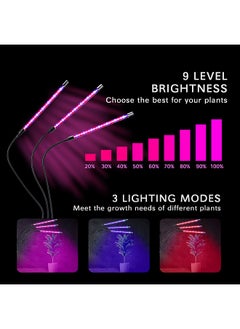 Generic 30W 60LEDs Grow Light with Blue Red Light Bulbs 3/9/12H Timer 9 Brightness Leves for Indoor Plant Seedlings Sunlike Full Spectrum Adjustable Gooseneck Plant Growing Lamps  - Image 3