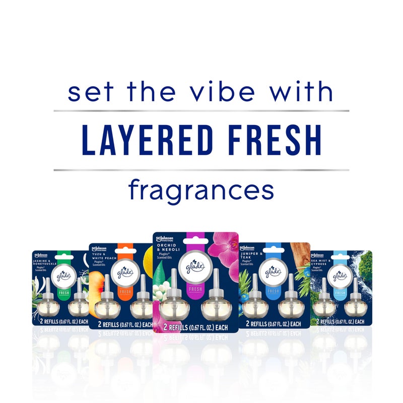 Glade PlugIns Refills Air Freshener, Scented and Essential Oils for Home and Bathroom, Orchid & Neroli, Fresh Collection 1.34 Fl Oz, 2 Count - Image 5