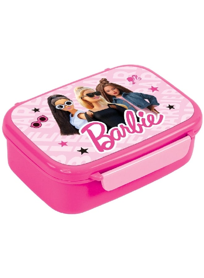 Barbie Rectangular Plastic Lunch Box for Kids Pink 765 ml FKA-02234