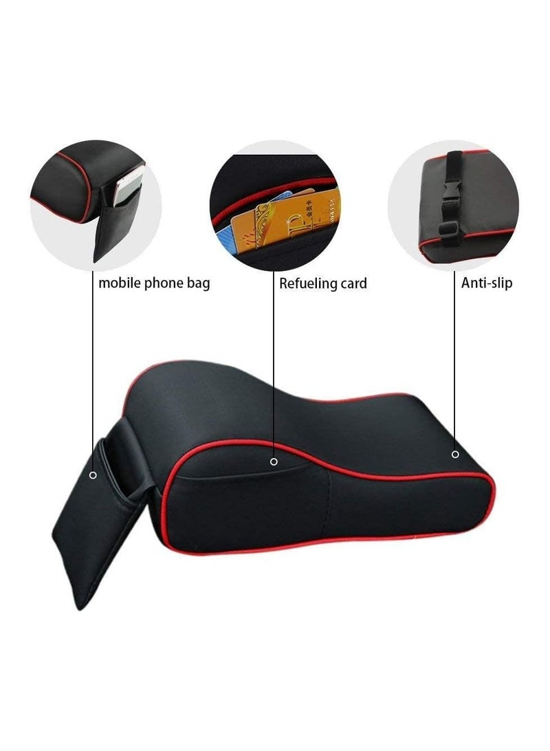 Max Comfort Car Armrest Cushion Memory Foam American with High Quality Leather Cover and Phone Holder Suitable for Most Cars, Black  - Image 3