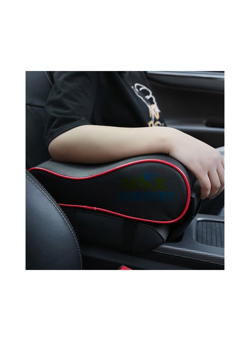 Max Comfort Car Armrest Cushion Memory Foam American with High Quality Leather Cover and Phone Holder Suitable for Most Cars, Black  - Image 2