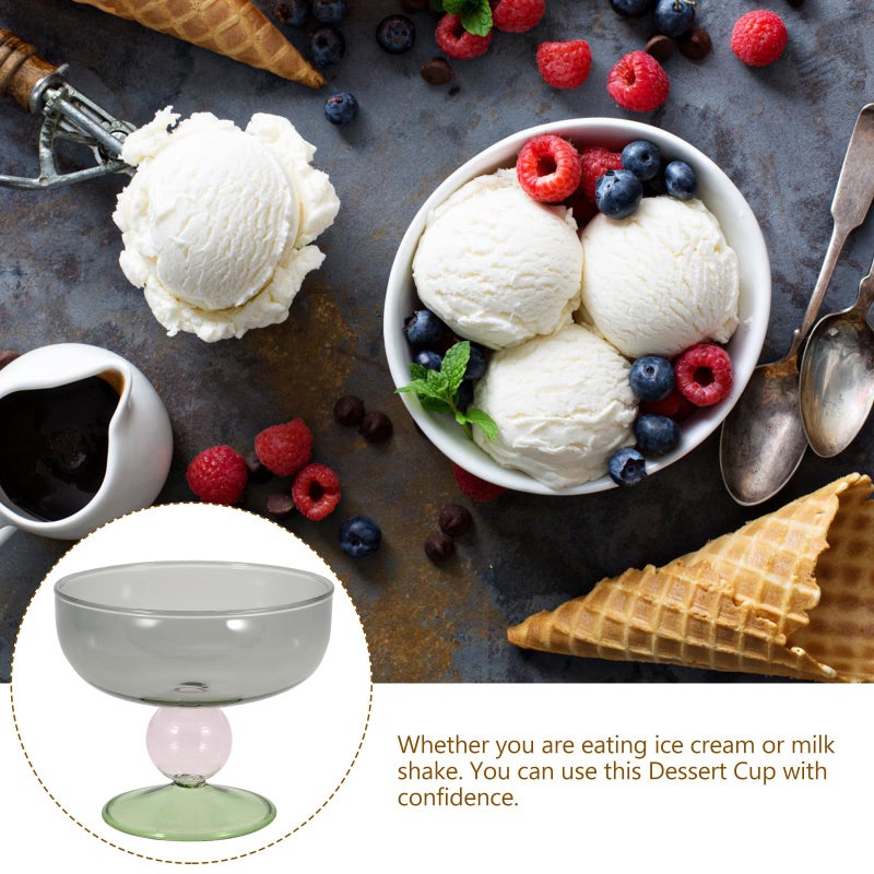 Glass Dessert Bowls Set of 6 Footed Ice Cream Cups for Kitchen and Household Use - Image 4