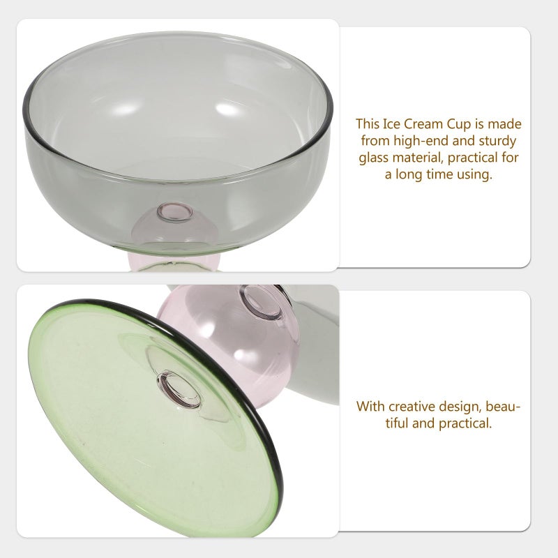 Glass Dessert Bowls Set of 6 Footed Ice Cream Cups for Kitchen and Household Use - Image 5