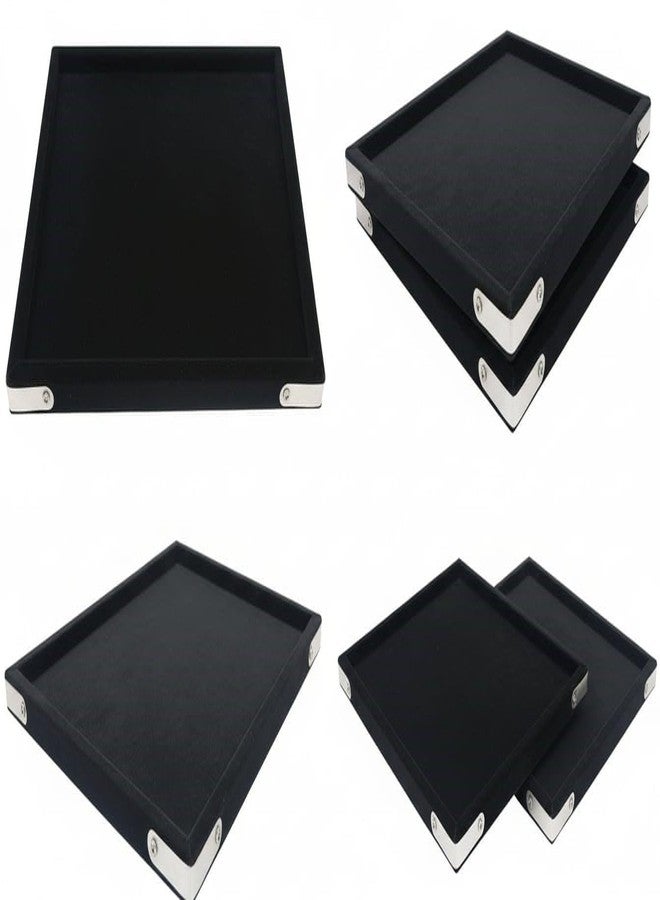 SENTONI Velvet Jewellery Finding Beading Tray Finding Display Organiser Perfect for Showcasing Rings Earrings Necklaces and Bracelets Jewellery Cosmetic Organizer Tray Pack of 2 (Black, 12x9 Inch) - Image 4