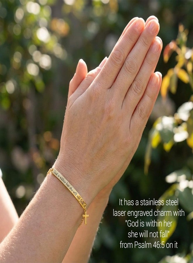 CZFSWT God Is Within Her She Will Not Fall Bracelet, Bible Verse Bracelets, Christian Bracelets Suitable for Daily Accessories and Spiritual Inspiration - Image 4