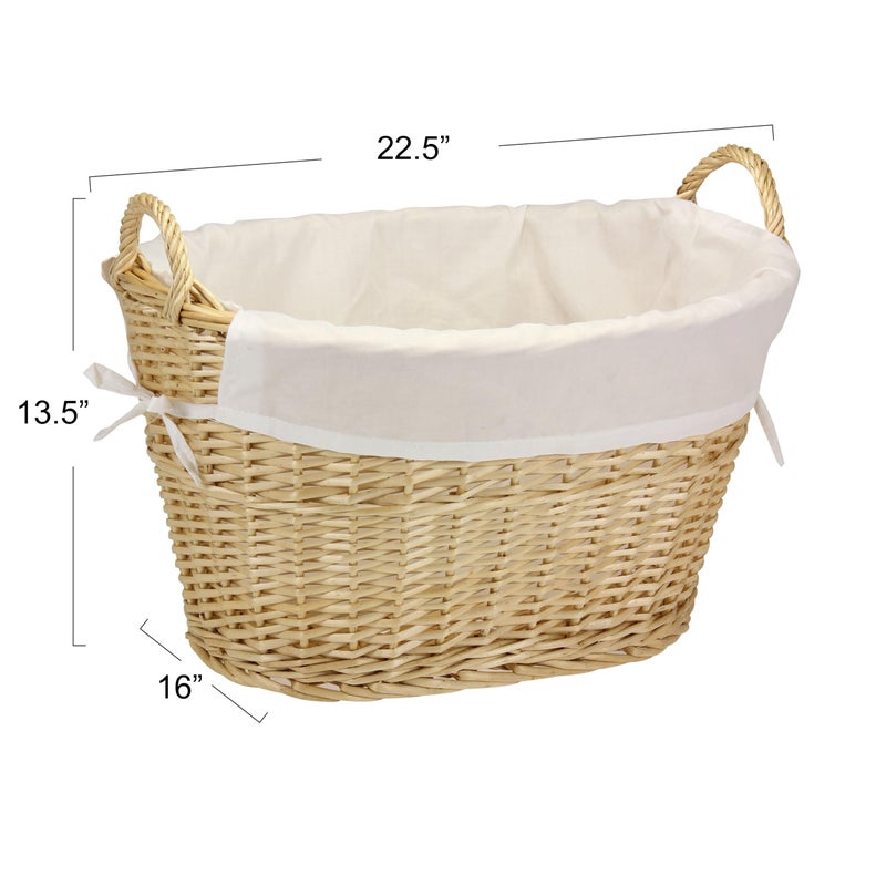 Household Essentials Wicker Laundry Basket with Handles, Handwoven Willow, Removable and Washable Liner, Great for Carrying Laundry or Storing Linens - Image 3