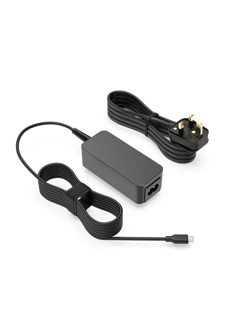 Generic - Universal USB Type C Chromebook Charger 65W Power Adapter Compatible with Chromebook Laptop HP Dell Acer Asus Samsung Black - Image 1