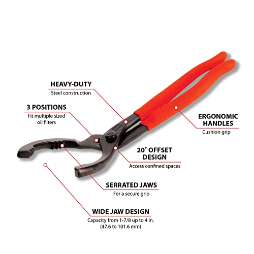Performance Tool W54311 Large Straight Jaw Oil Filter Pliers, 3-1/4-Inch to 4-1/2-Inch - Image 4