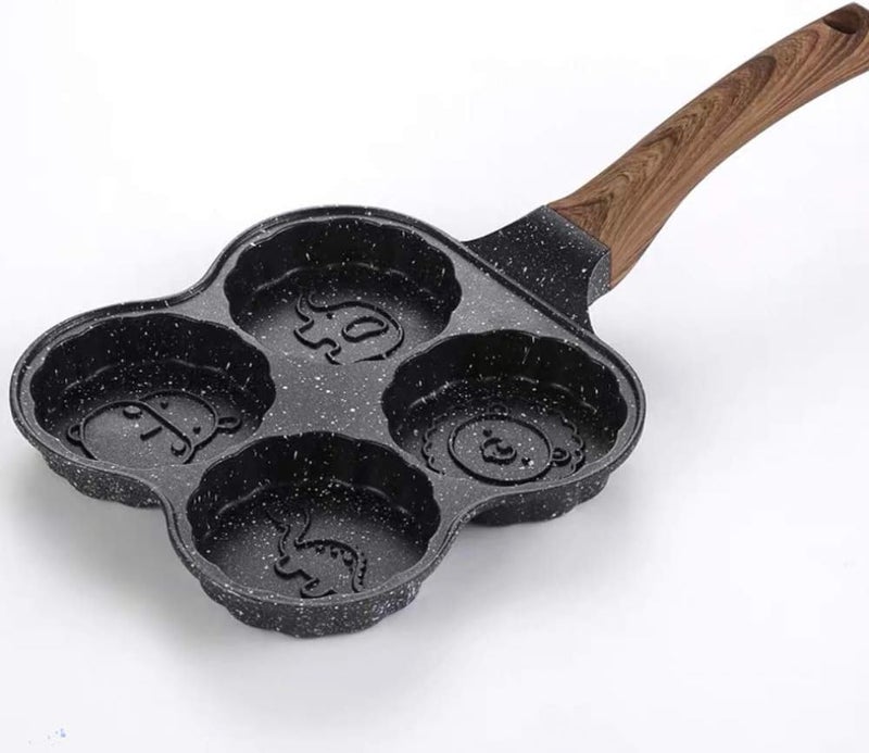 MVM Enterprise Non Stick Frying Pan 4 Hole Ceramic Pan for Cooking Non Stick Egg Frying Pan with Wooden Handle Non Stick Omelette Pan Iron Cooking Pans for Kitchen 1pcs - Image 4