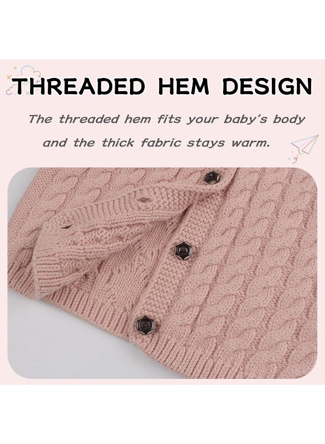Peecabe Peecabe Toddler Girl Sweaters Cable Knit Long Sleeve Crewneck Chunky Crochet Cardigans 1-6T  - Image 5