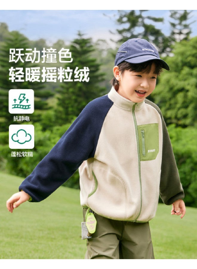 Zuoxi Boys' Fleece Jacket, Spring/autumn Kids' Outerwear, Children's Hoodie, Stylish Boys' Top, Trendy Kids' Clothing - Image 1
