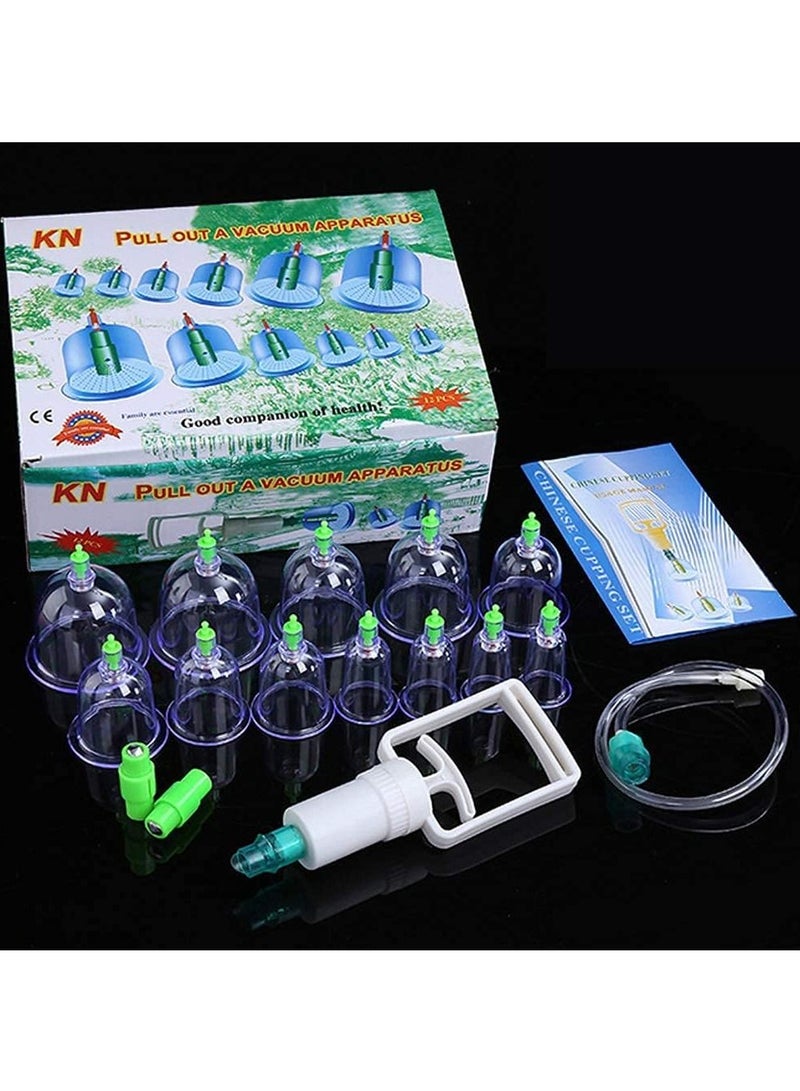 DubaiGallery 12Pcs Plastic Thicken Vacuum Suction Cupping Cup Pain Relief Body Massage Cans - Image 1