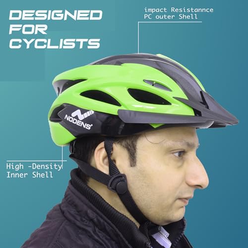Nodens Cycle Helmet for Cycling Helmet for Men Cycle Skating Helmet (Black/Green, M) - Image 4