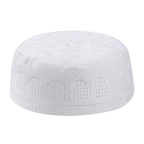 Ylucky Men Muslim Prayer Kufi Hat Prayer Headwear Cap Islamic Beanie Skull Cap Embroidery Kofia Topi Sun Hat White - Image 1