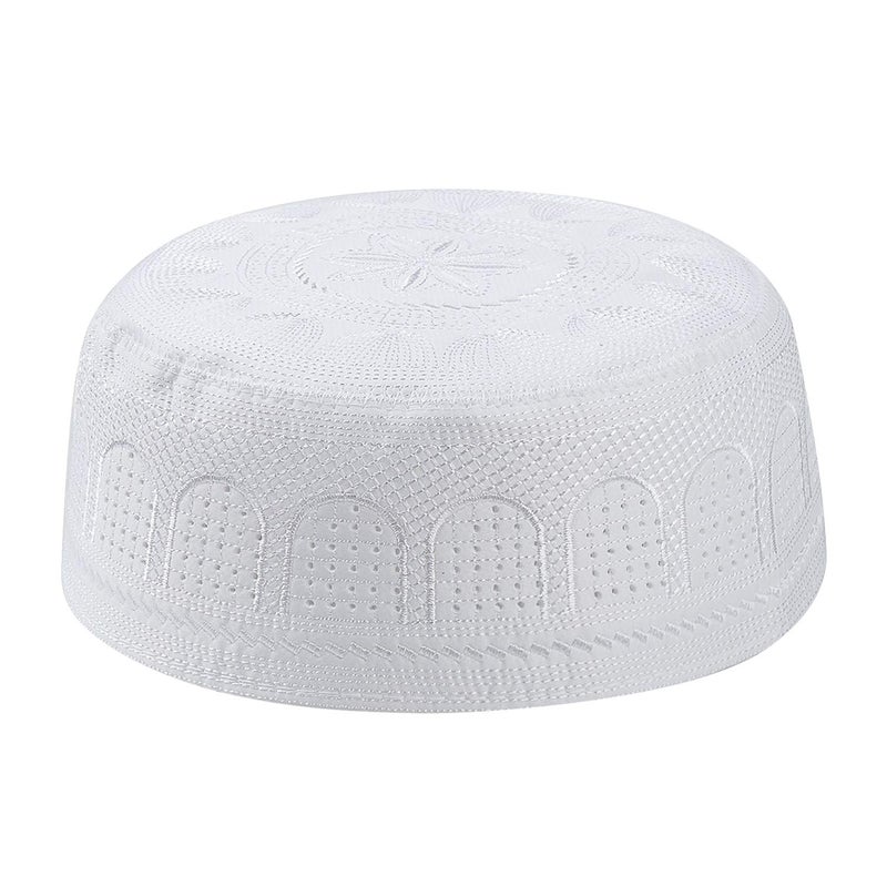 Ylucky Men Muslim Prayer Kufi Hat Prayer Headwear Cap Islamic Beanie Skull Cap Embroidery Kofia Topi Sun Hat White - Image 5