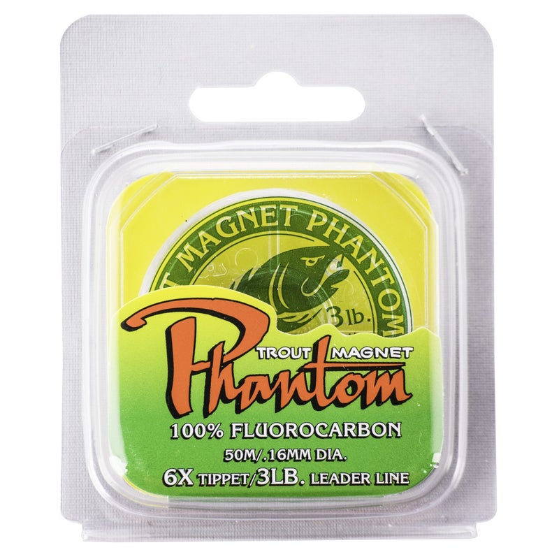 Trout Magnet Phantom 100% Fluorocarbon Fishing Leader Line, 50M (2lb, 3lb, 4lb Test), 3lb, 6X Tippet, (87480),Silver - Image 2