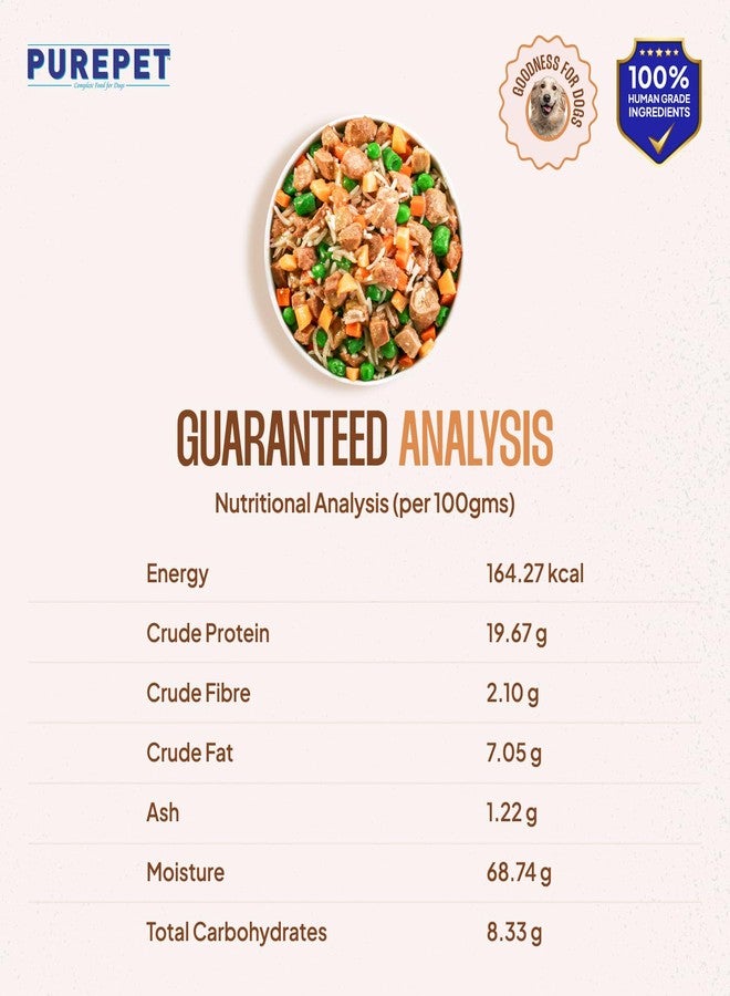 بيوربيت طعام الكلاب الطازج 300 غرام | دجاج وقرع للكلاب البالغة والجراء | غني بالبروتين، 65% دجاج حقيقي، 35% فواكه وخضراوات | خالٍ من المواد الحافظة | جاهز للتقديم | مناسب لجميع السلالات | عبوة وجبة واحدة - Image 3