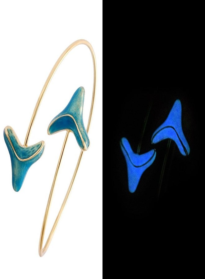 NOUMANDA Double Shark Tooth Wrap Bracelet Arrow Bangle Bracelet Glowing in the Dark (gold) - Image 2