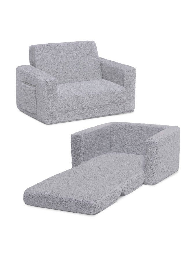 Delta CHILDREN Delta Children Cozee Flip-Out Sherpa 2-in-1 Convertible Chair to Lounger for Kids, Grey  - Image 1