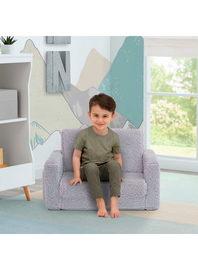 Delta CHILDREN Delta Children Cozee Flip-Out Sherpa 2-in-1 Convertible Chair to Lounger for Kids, Grey  - Image 2